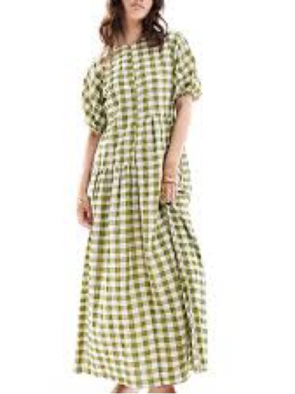 ASOS Green and White Gingham Maxi Dress